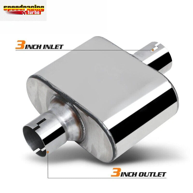 2X 3" Center Inlet/Outlet Stainless Steel Single Chamber Exhaust Muffler