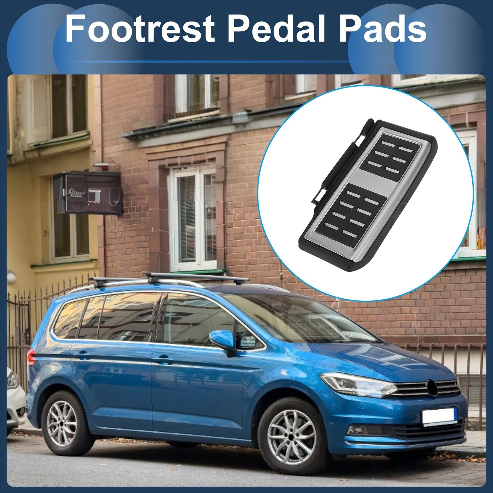 Footrest Pedals Cover for Volkswagen Touran (2017–2021) Silver Tone