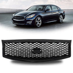 Front Upper Grille for Infiniti Q70 Q70L (2015–2019) Glossy Black with Camera Option