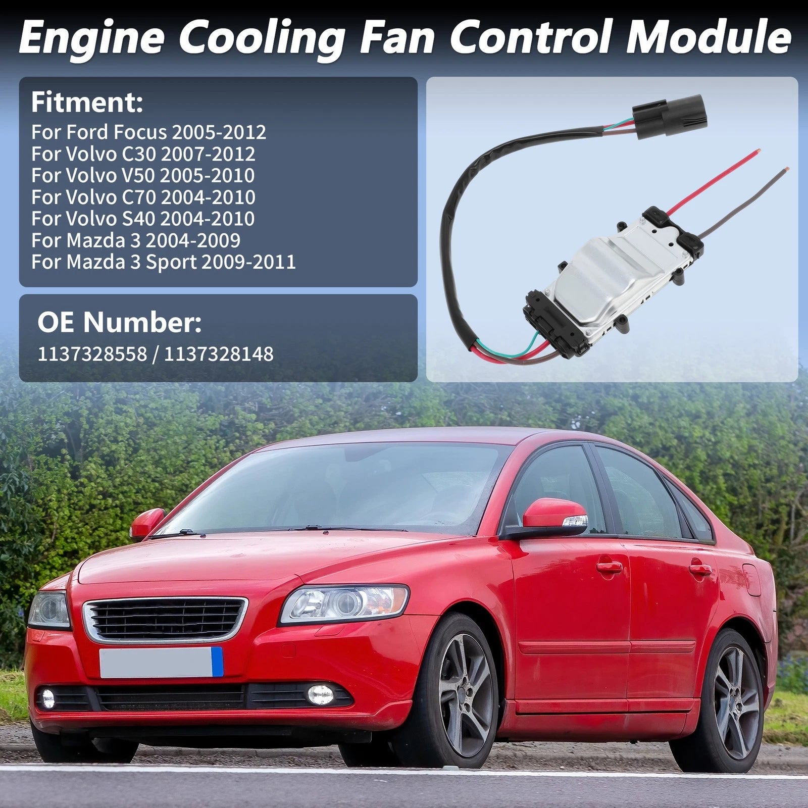 Engine Cooling Fan Control Module for Ford Mazda Volvo (1137328558)