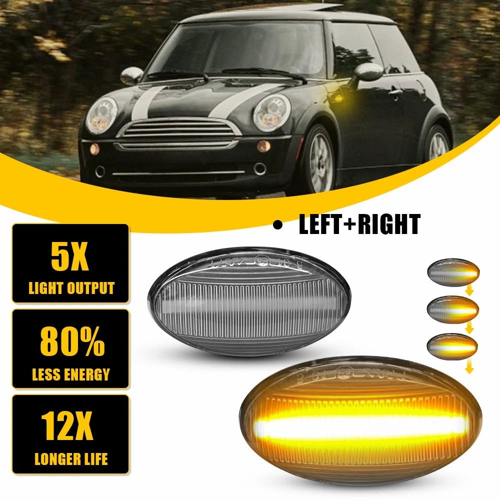 Clear Lens Side Marker Lights for Mini Cooper R50 R52 R53 (2002–2008)
