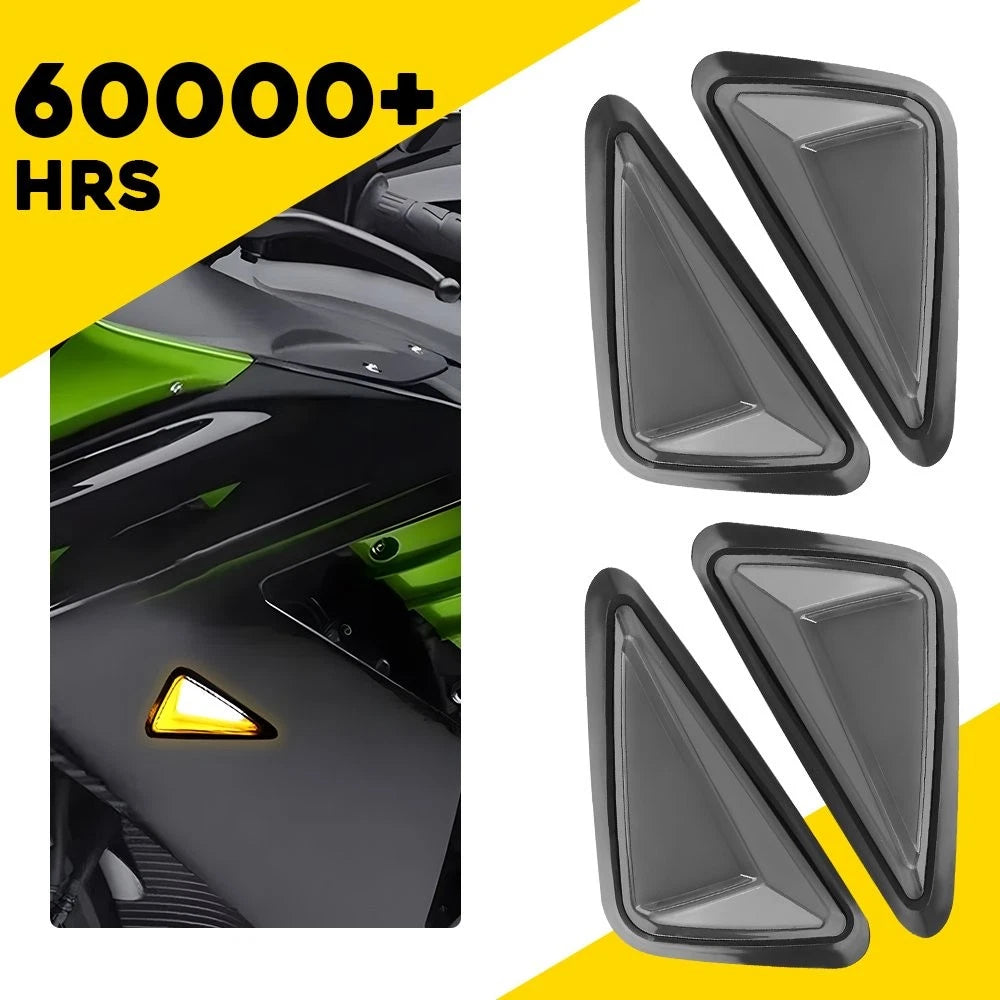 4X LED White Amber Motorcycle Turn Signal Light Indicator Universal Smoked