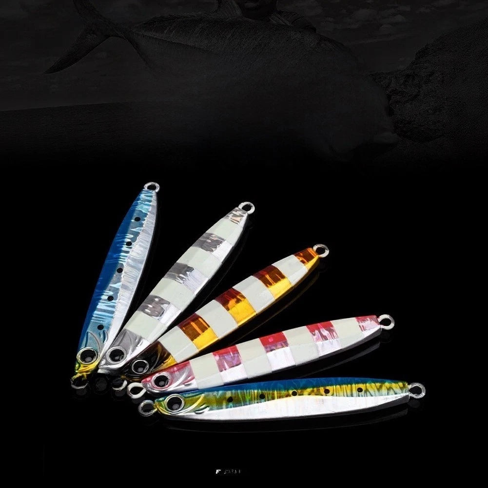 Sinking Jig Set of 3 (35g, 45g, 60g) with Glow Effect for Sea Fishing