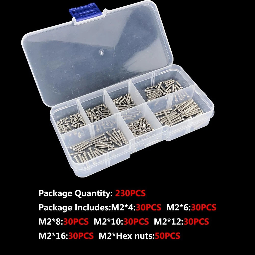 M2 Hexagon Socket Screws and Nuts Assortment Kit (304 Steel)