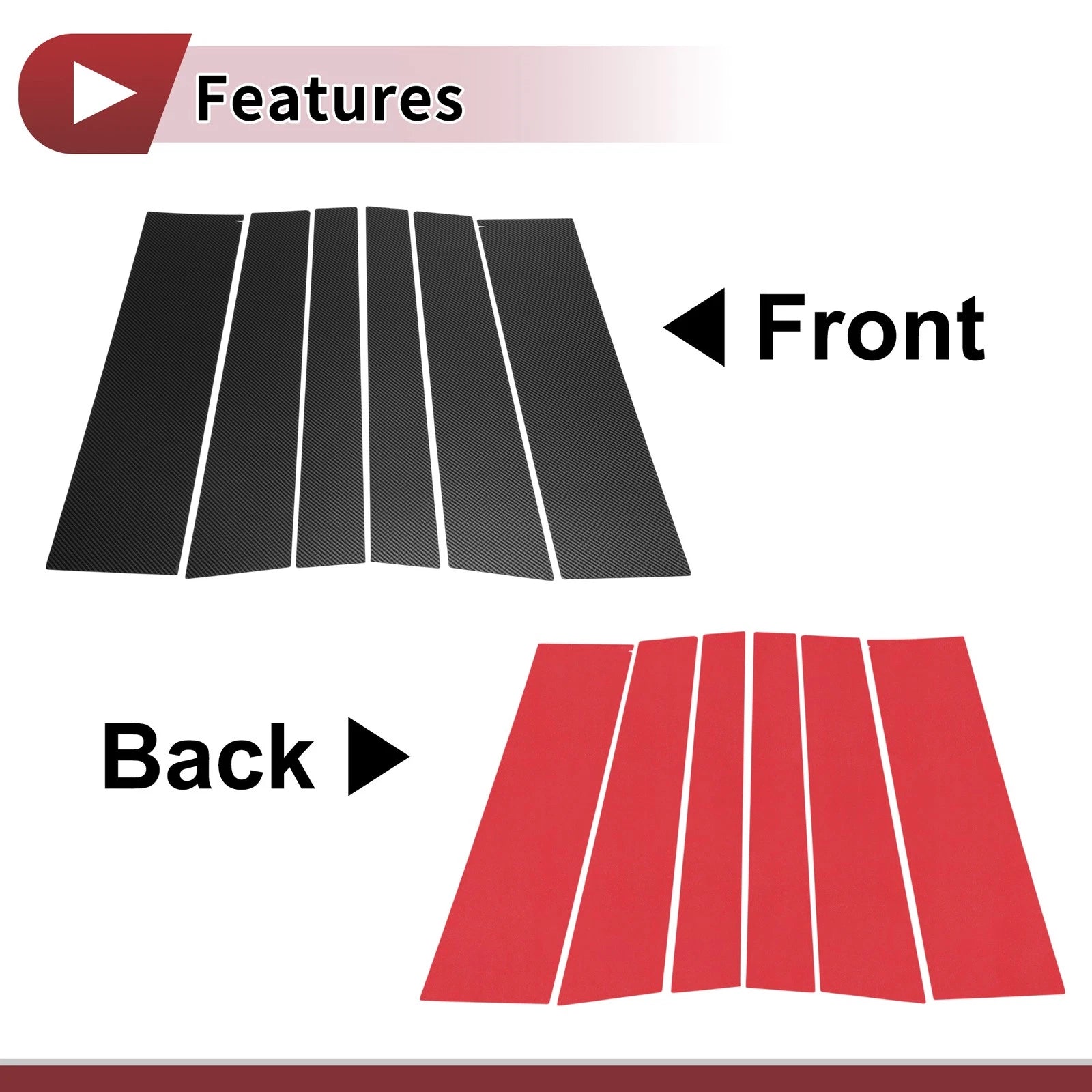 Door Pillar Window Trim for Nissan Serena (2016–2019) Black Carbon Fiber