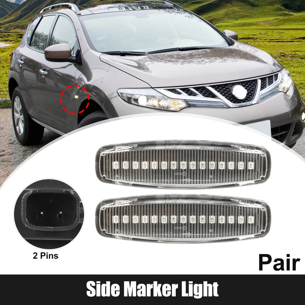 1 Pair Side Marker Lights for Infiniti (Clear Lens)