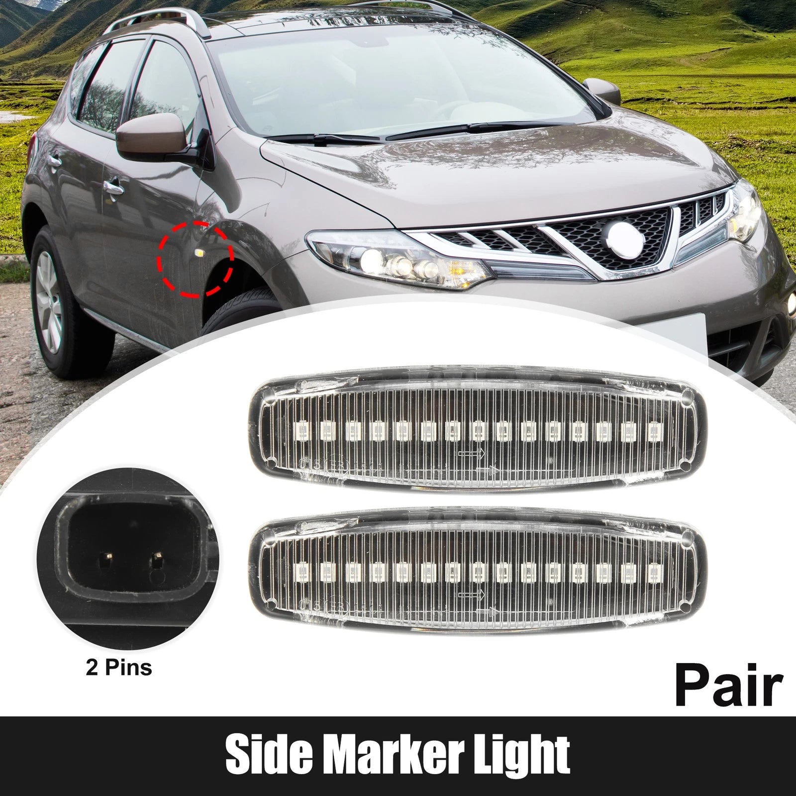 1 Pair Side Marker Lights for Infiniti (Clear Lens)