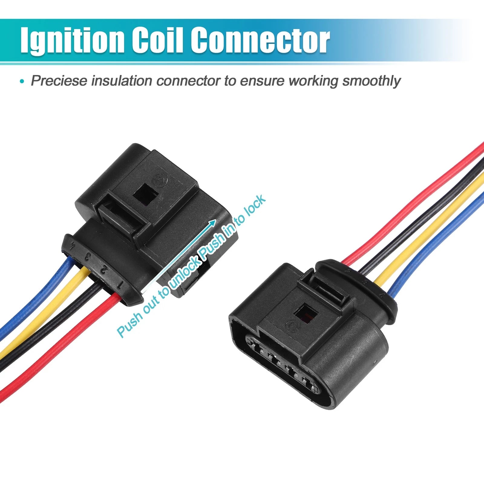Set of 4 Ignition Coil Connectors for Volkswagen CC 2.0T (2009–2016) No. 1J0973724A
