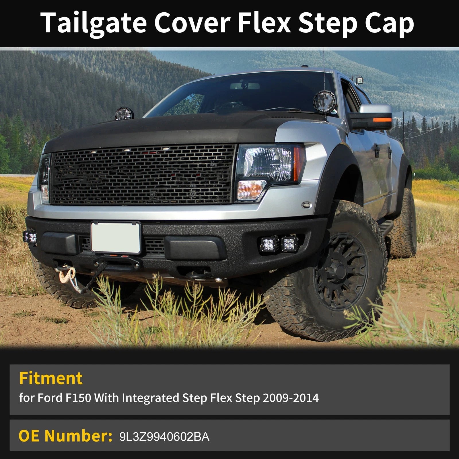 Tailgate Flex Step Trim Center Cap for Ford F150 (2009–2014) No.9L3Z-9940602-BA