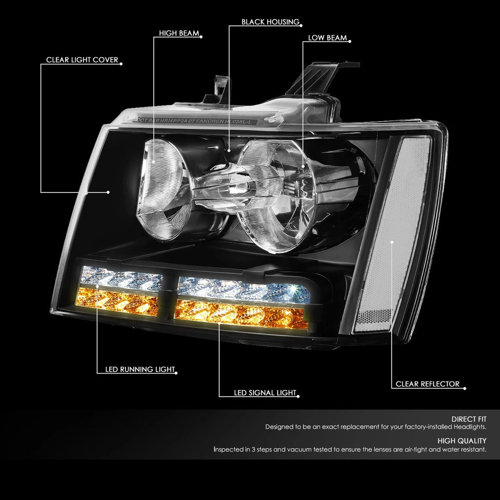 LED DRL Tube Headlights for Tahoe Suburban (2007–2014)