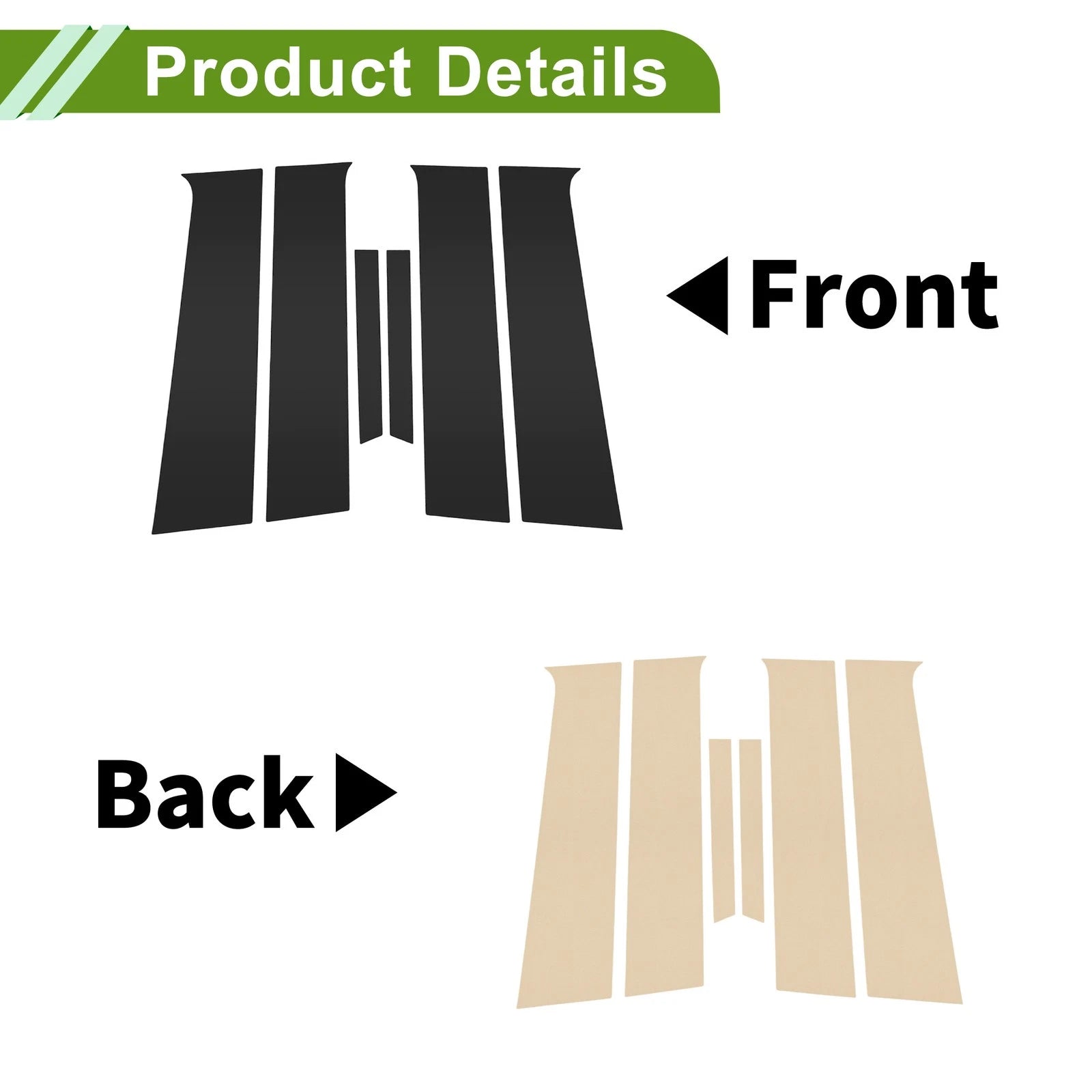 6 Pcs Pillar Window Trim for Chevy Aveo (2012–2023) Black