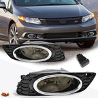 Fog Lights for Honda Civic 4-Dr (2012) - Smoked Lens, Switch, Bezel