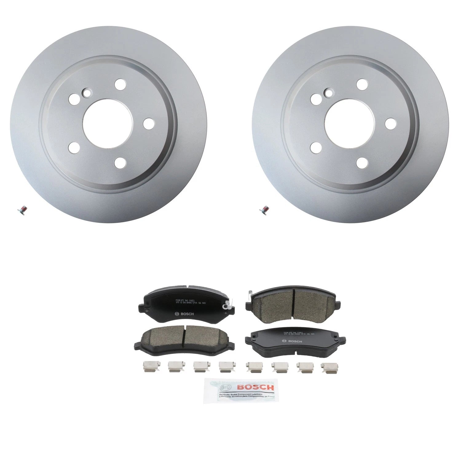 Hella Rear Rotors & Bosch Brake Pad Kit for Mercedes R230 SL550 W221 S400 S550 (2002–2012)