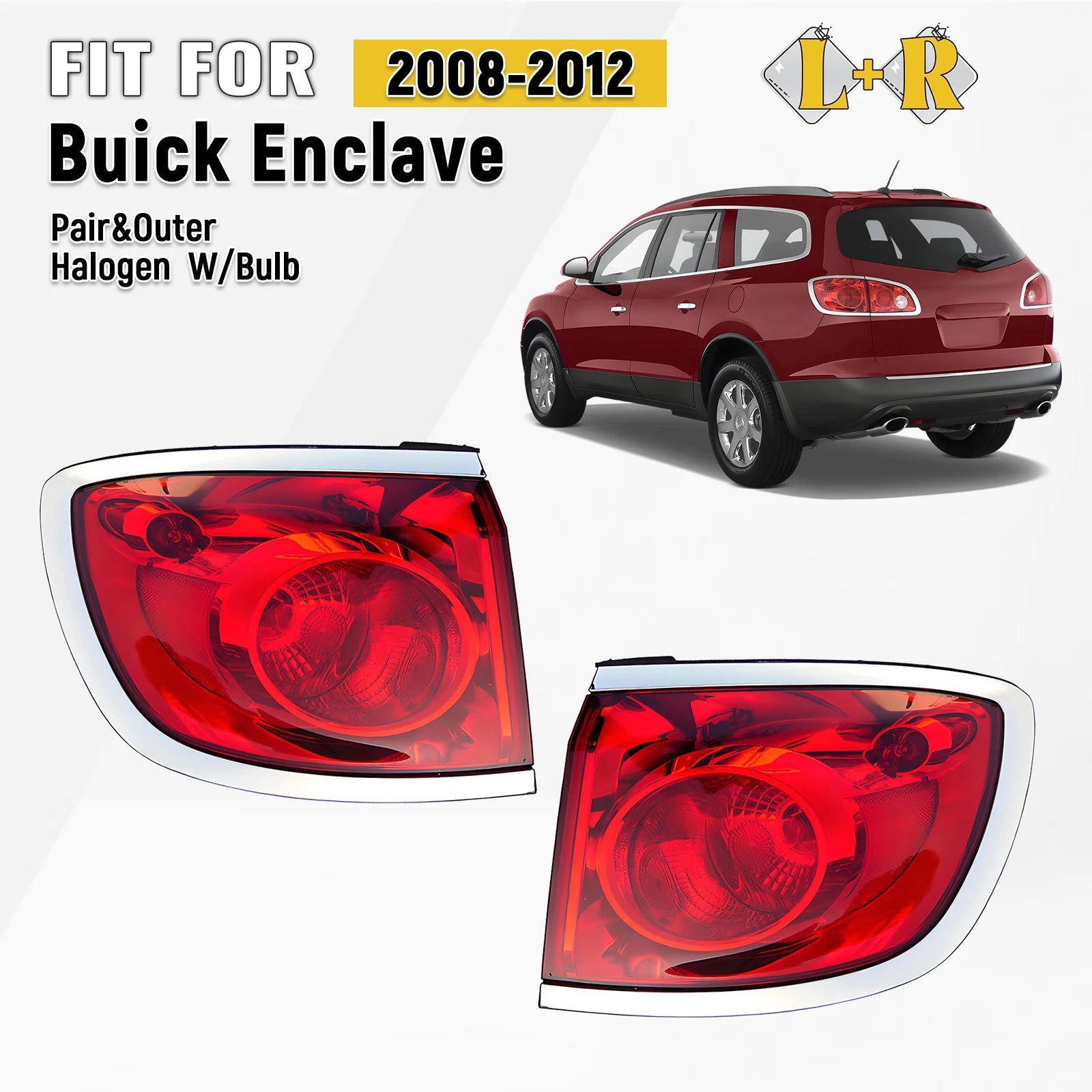 Halogen Tail Lights for Buick Enclave (2008–2012) Left+Right Pair