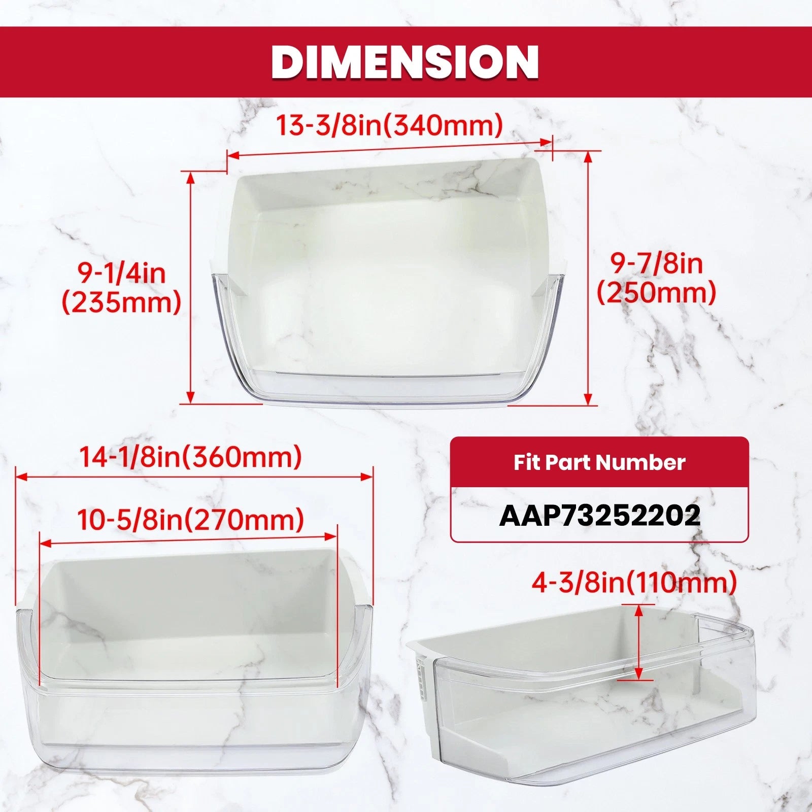 Refrigerator Door Shelf Bin for LG Kenmore (AAP73252202, AAP73252209)