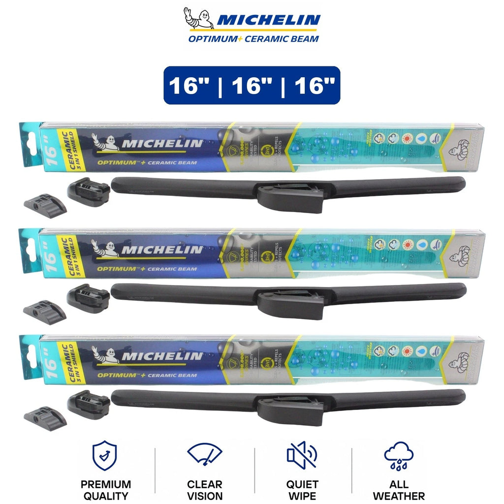Set of 3 Michelin Optimum+ Ceramic Beam Wiper Blades for Audi 75-79