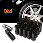 Set of 20 M12X1.5 Black JDM Cone Seat Hex Wheel Lug Nuts with Cap & Extension