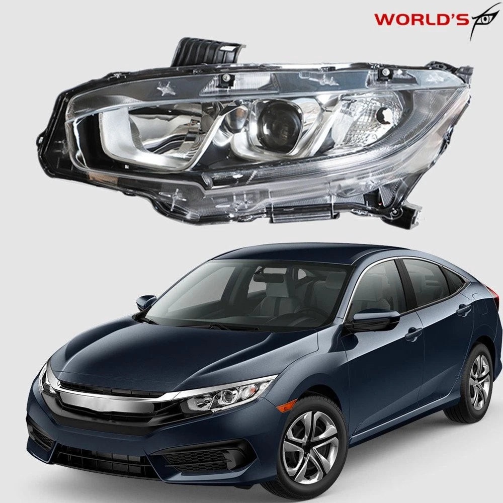 Halogen Chrome Projector Headlight for Honda Civic (2016–2018)