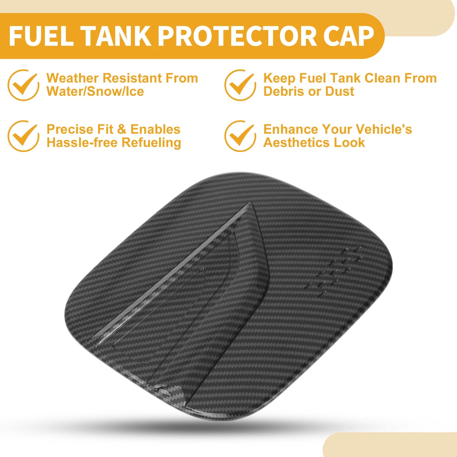 Fuel Tank Door Cap for Toyota Highlander (2022–2025) Carbon Fiber Black