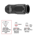 20Pc M12X1.5 Black JDM Open End Cone Wheel Lug Nuts + Spline Locks + Key
