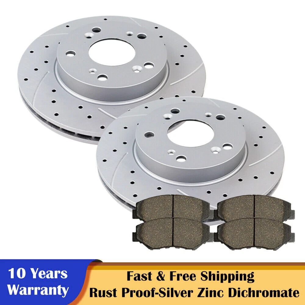 Front Slotted Rotors and Brake Pads Kit for Honda Civic (2006–2011)
