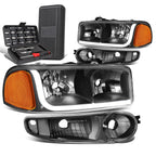 LED Tube Black/Amber Headlights for GMC Sierra (2001–2007)