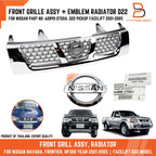 Grille + Emblem Chrome Trim for Nissan Navara Ute D22 (2001-2014)
