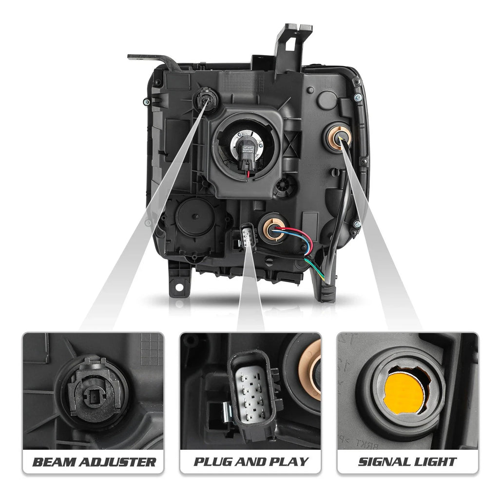 Halogen Headlight w/ LED DRL Right for GMC Sierra 1500 2500 HD 3500HD (2015–2019)