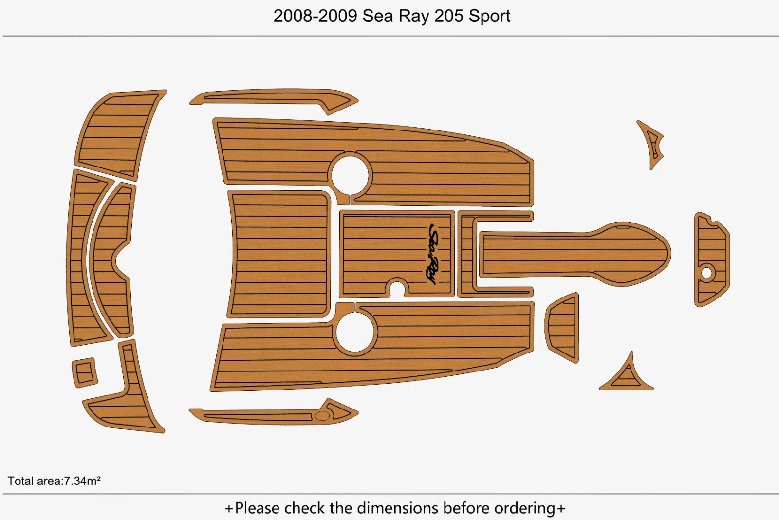 EVA Foam Teak Deck Floor Mat for Sea Ray 205 Sport (2009)