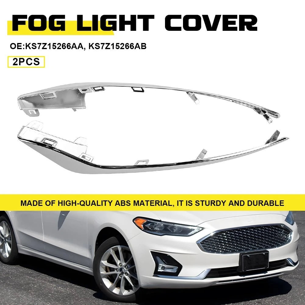 Chrome ABS Front Left & Right Bumper Fog Light Lamp Trim for Ford Fusion (2019–2020)