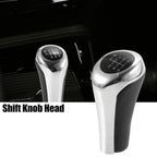 6 Speed Manual Shift Knob Head for BMW X1 E84 Faux Leather Black Silver Tone