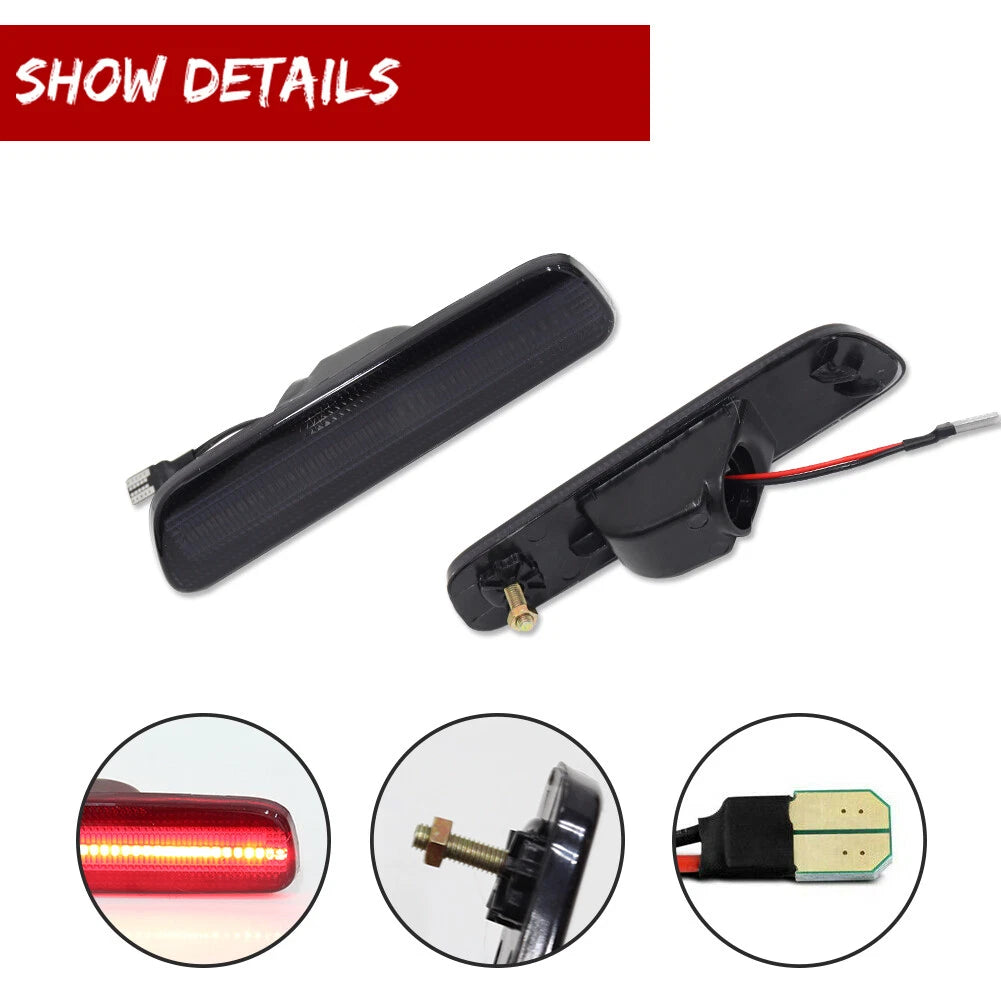 Set of 2 Smoked Lens Red LED Rear Fender Side Marker Lights for Lexus RX300