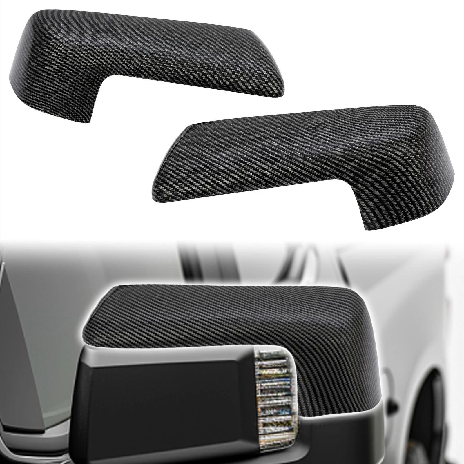 Carbon Fiber Print Mirror Covers for Chevy Silverado/GMC Sierra 1500 (2019–2024)