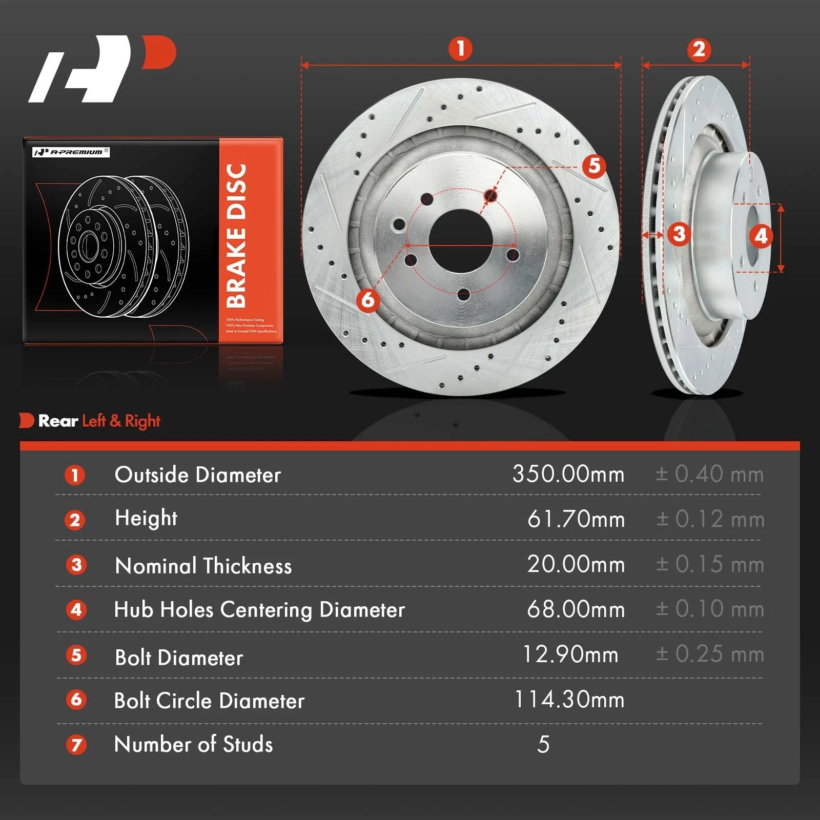 Rear Drilled Brake Rotors for Nissan 350Z 370Z Infiniti G37 Q60 (2003–2020)
