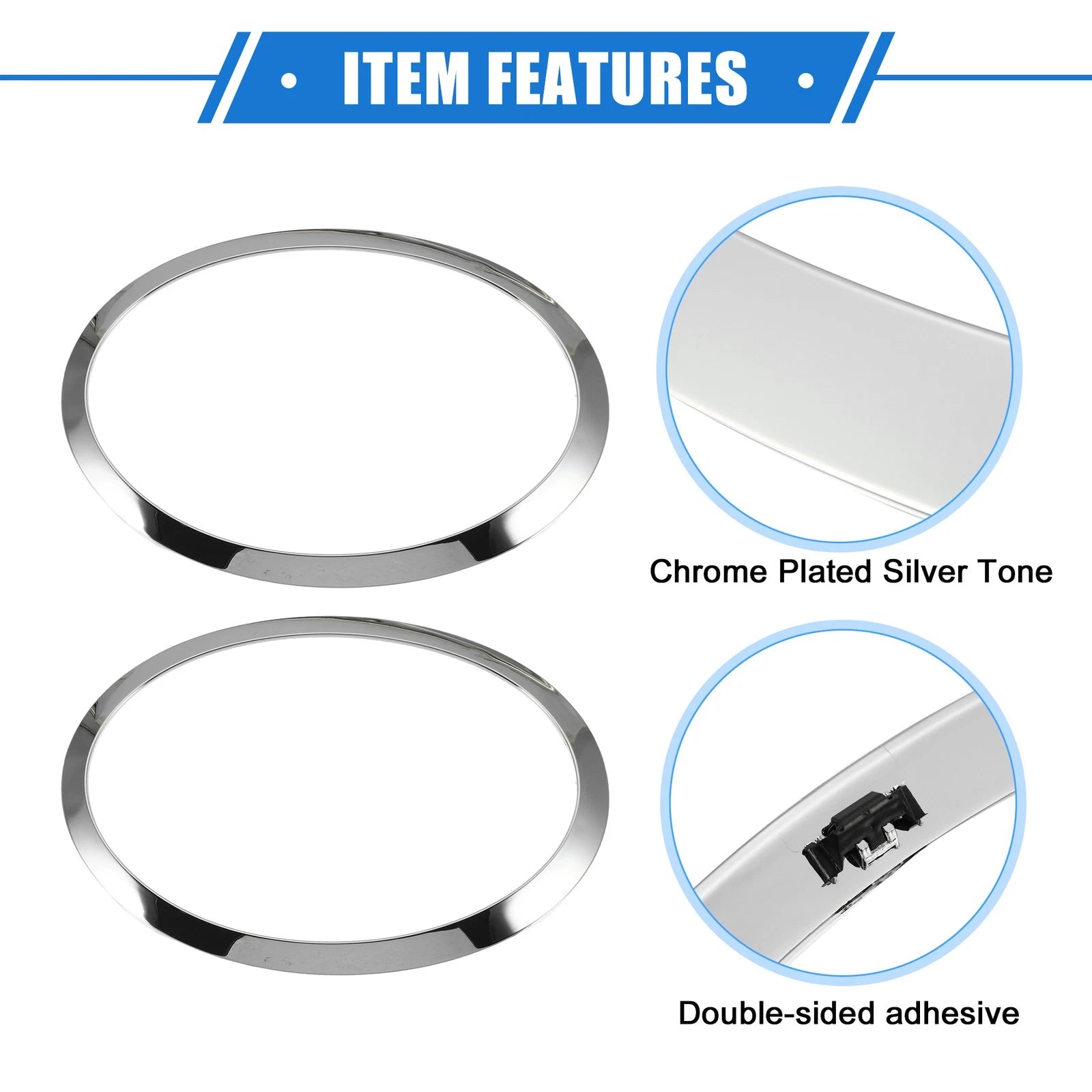 1 Pair Headlight Trim Ring for BMW Mini F55 (2014–2021) Silver Tone