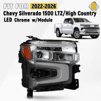 Full LED Headlight for Chevy Silverado 1500 LTZ (2022–2026) Chrome Passenger Side