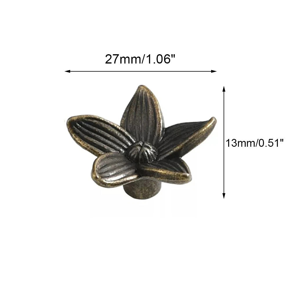 5X Vintage Flower Drawer Pull Handles for Furniture Cabinet Jewelry Box