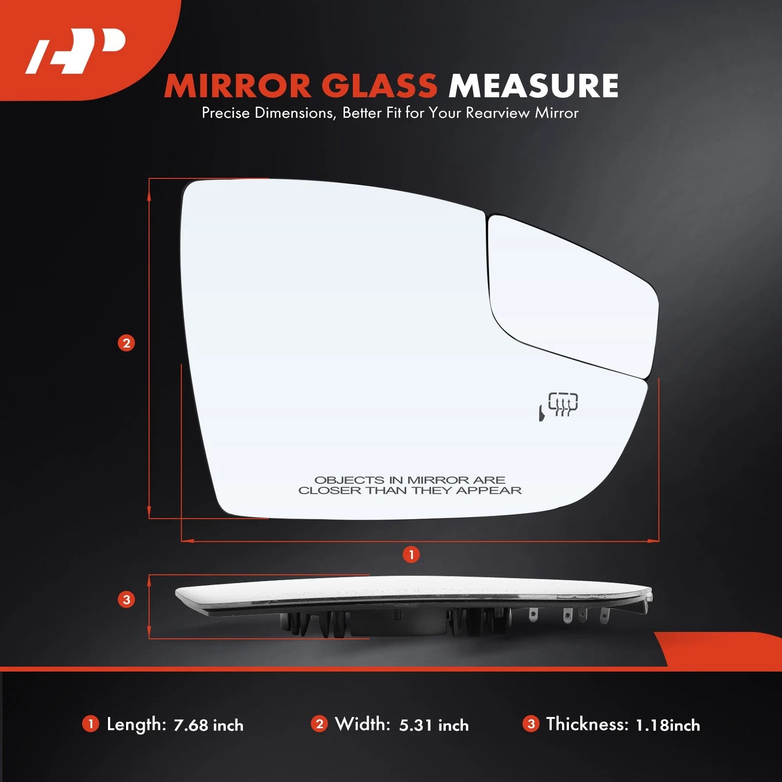 Passenger Power Mirror Glass with Spotter & Heated for Ford Focus