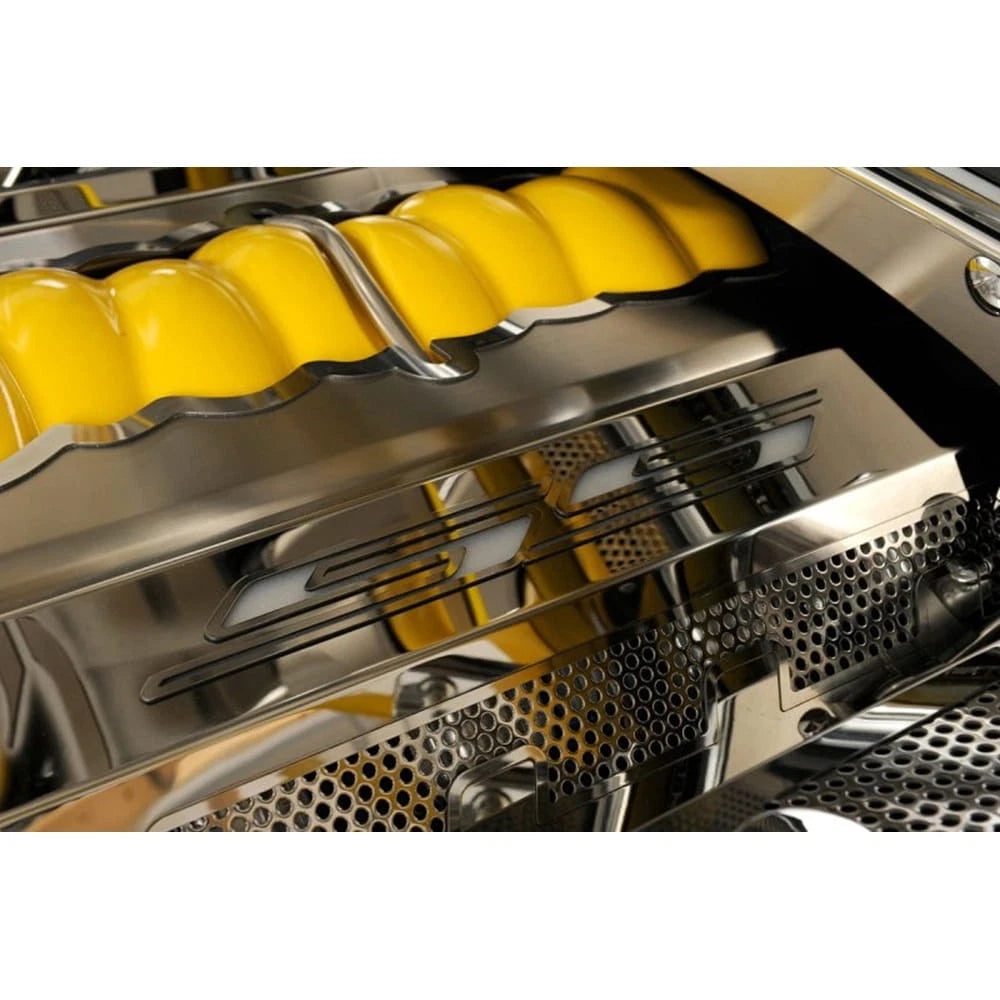 Perforated Stainless Fuel Rail Covers w/Polished 'SS' for 10-15 Chevy Camaro SS
