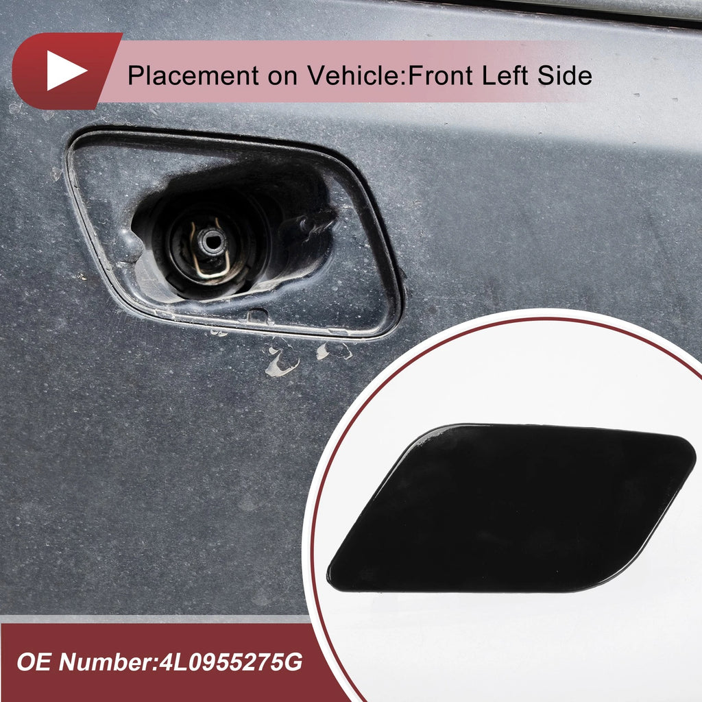 Front Left Washer Nozzle Cover Cap for Audi Q7 (2010–2015) 1 Pcs Black