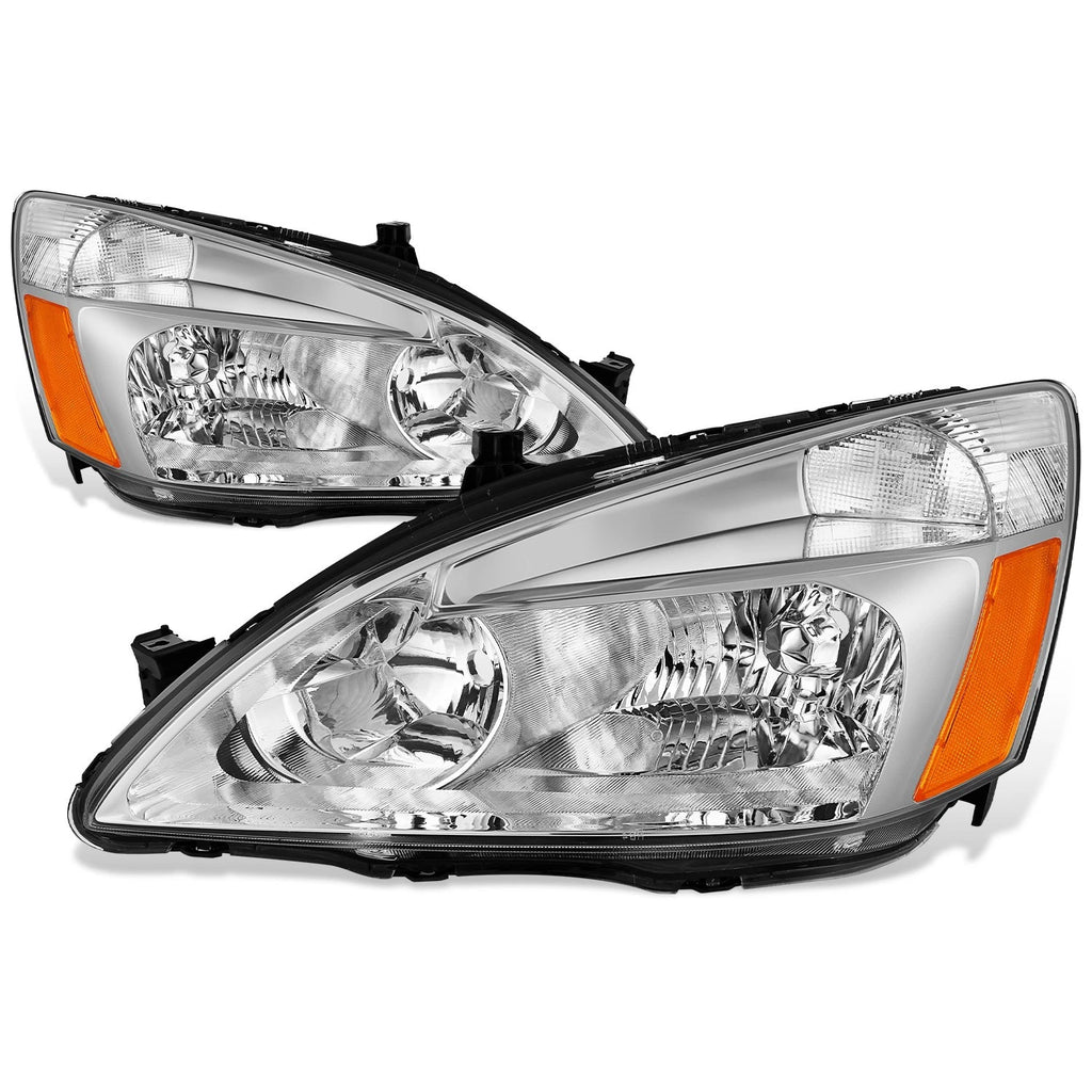 Pair of Chrome Housing Amber Corner Headlights for Honda Accord (2003–2007)