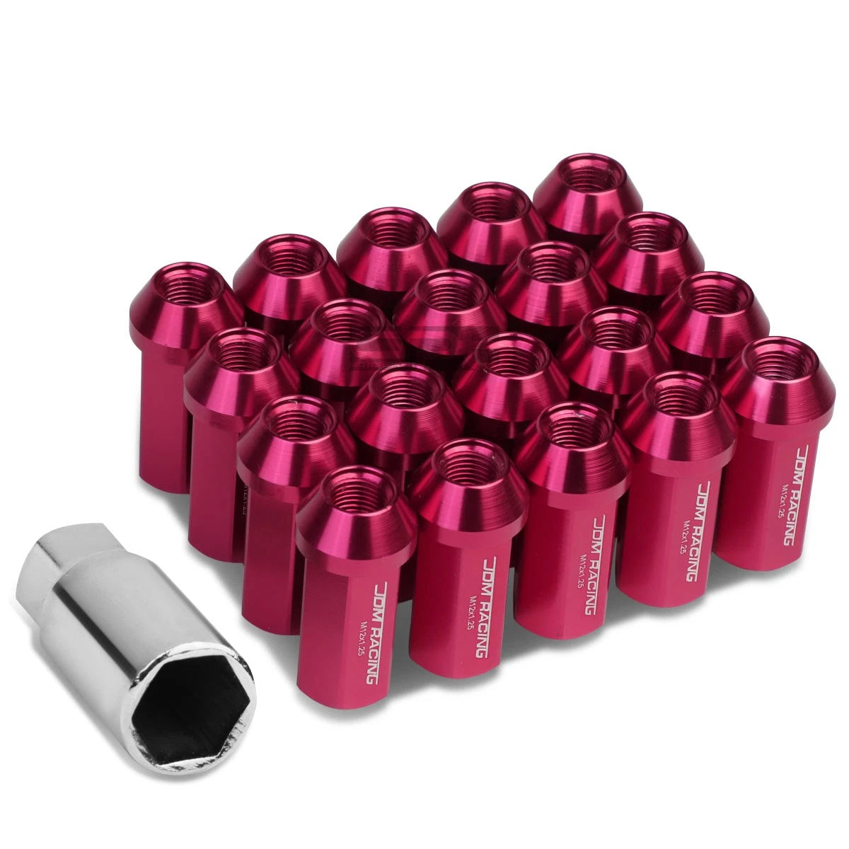 20 PCS Closed End M12x1.25 Pink Aluminum Lug Nuts for JDM Vehicles