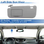 Left Side Sun Visor for Toyota Corolla (2014–2018) Replace No. 7432002B21 Gray