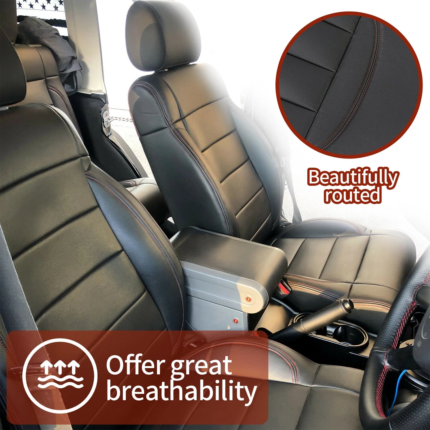 Set of 4 Seat Covers for Jeep Wrangler 4Door (2008–2010) Black