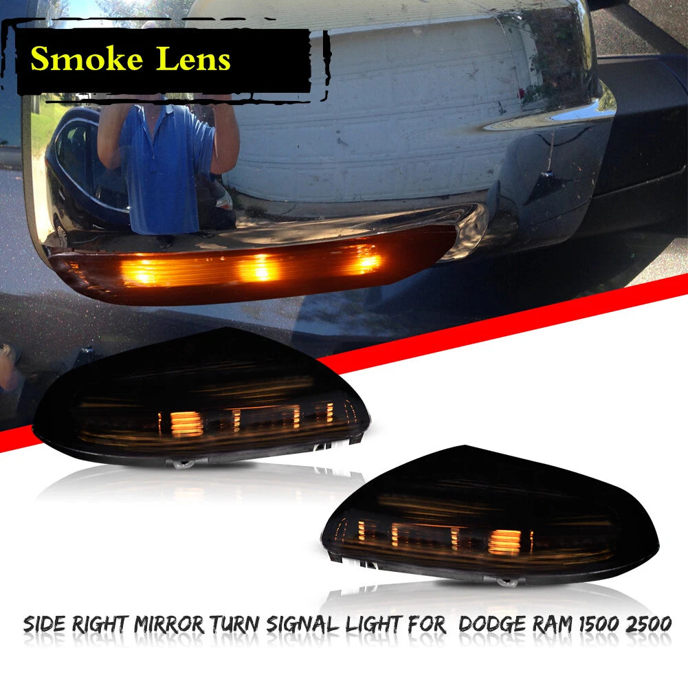 Smoked LED Mirror Turn Signal Lights for Dodge Ram 1500 2009–2014 & 2500 2010–2014