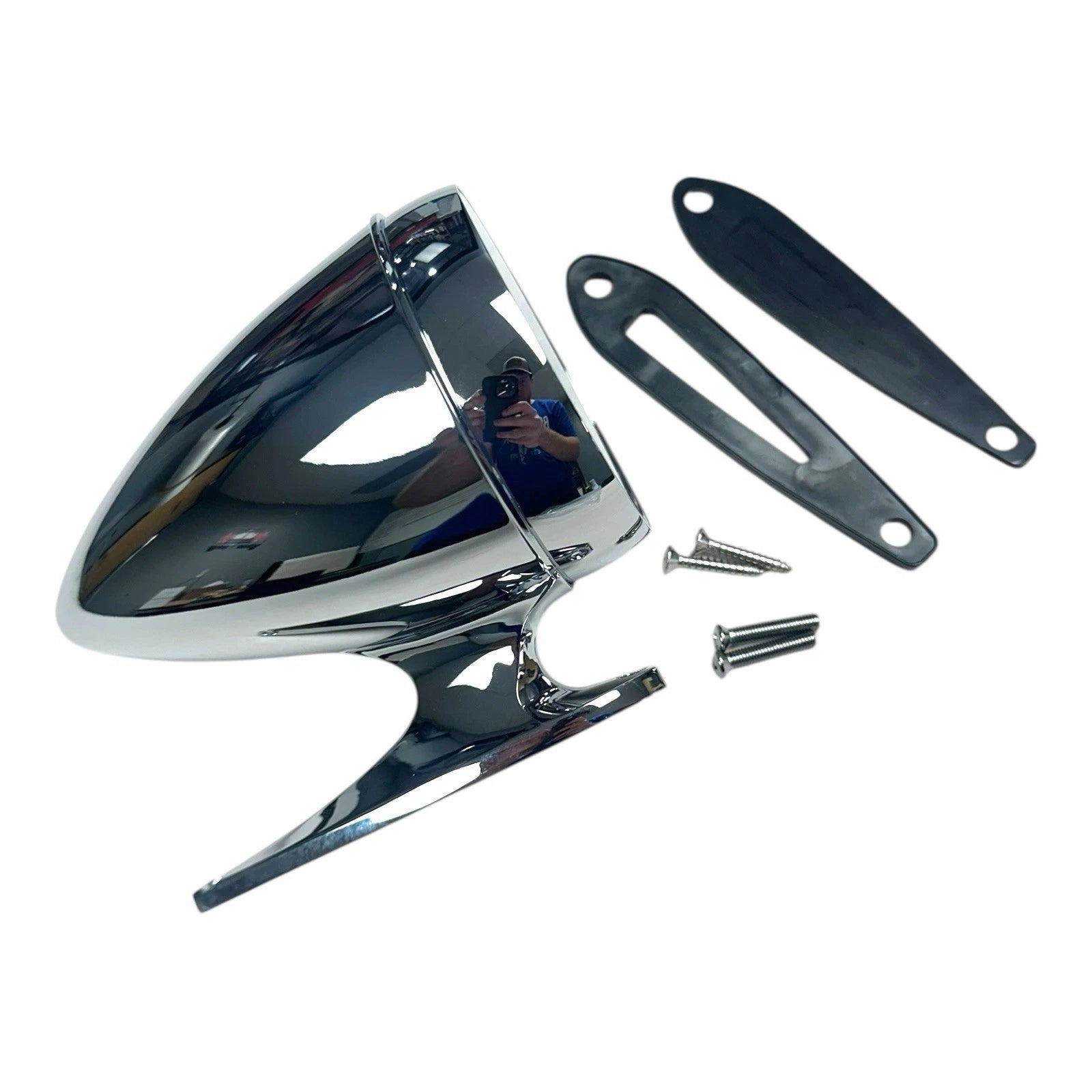 Driver Side Chrome Long Base Bullet Mirror for Ford Mustang (1965–1968)
