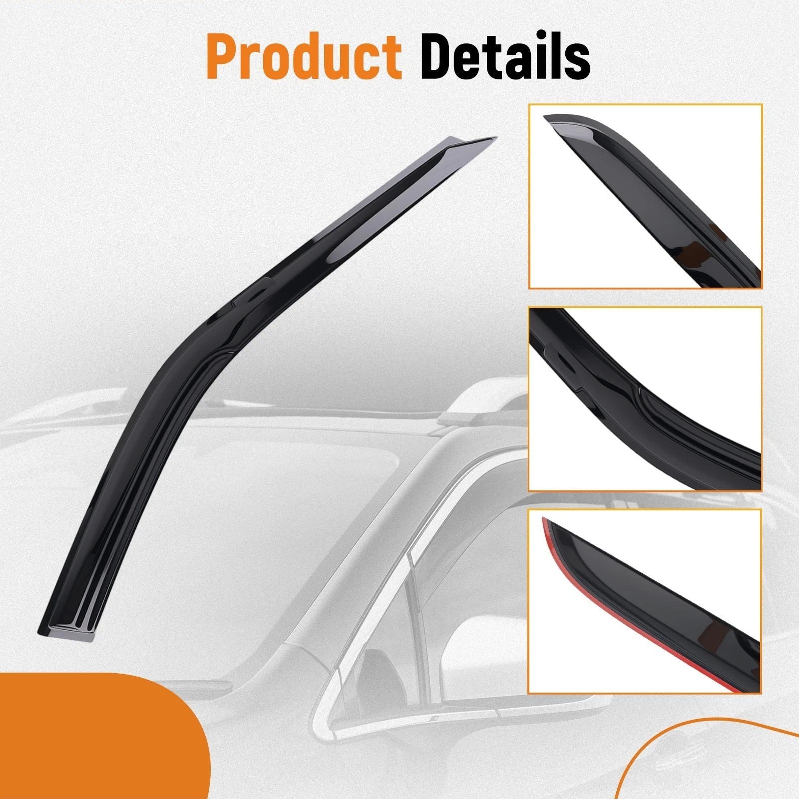 Set of 4 Black Window Rain Guards Wind Deflectors for Honda Accord (1990–1993)