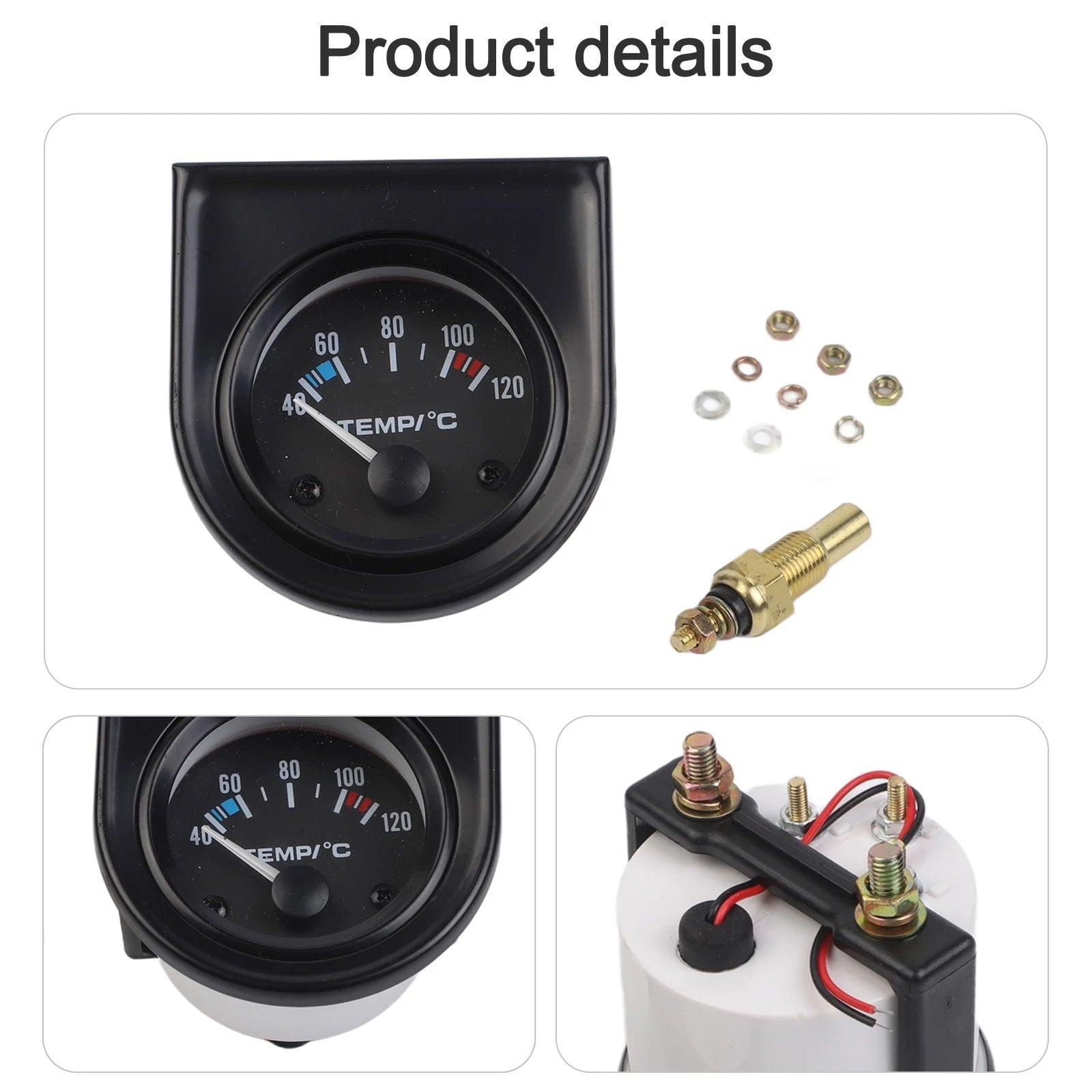 Water Temperature Gauge for Universal 2 Inch 52mm NPT Sensor Thread Type