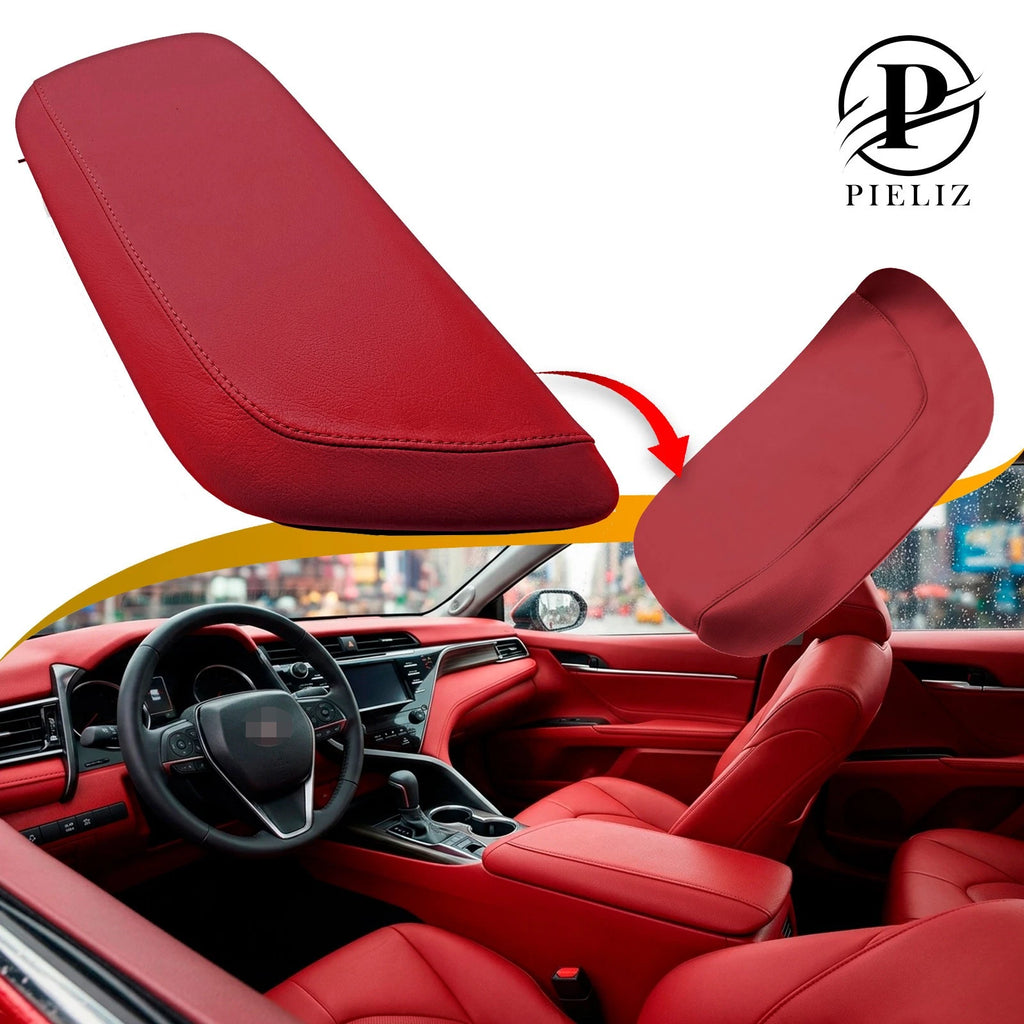 Center Console Armrest Cover for Toyota Camry (2018–2024) - Red Leather