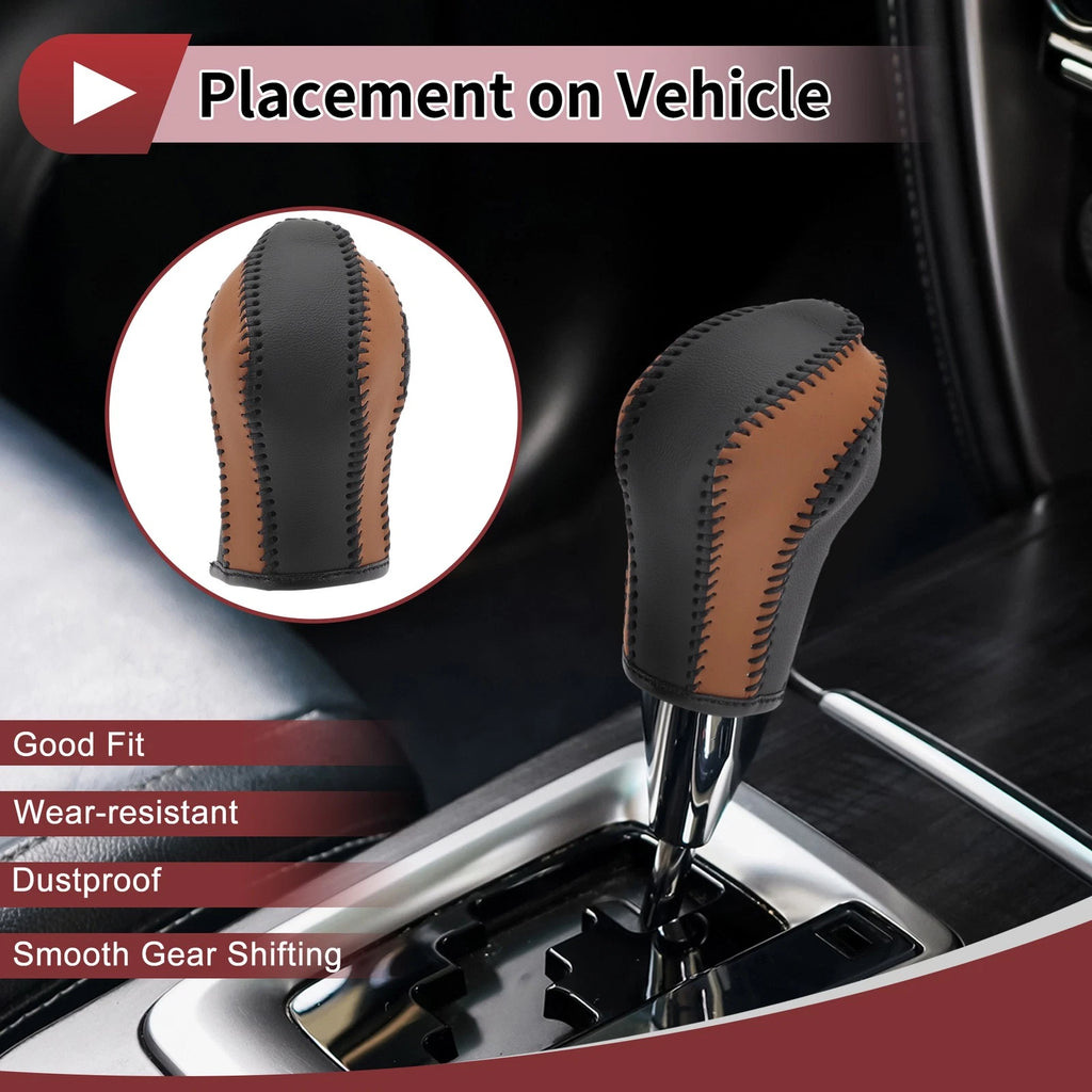 Gear Shift Knob Cover for Nissan Maxima (2016–2023) Black Brown Faux Leather